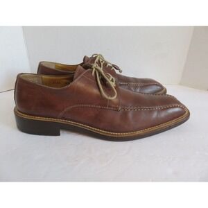 Antonio Maurizi Mens Brown Leather Square Bicycle Toe Derby Shoes Italy 44